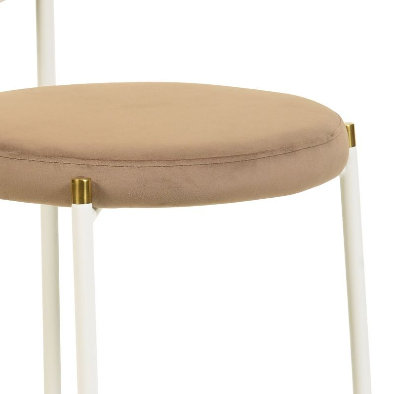 LeisureMod Euston Collection Modern Dining Chair White Frame in Brown Set of 2 Closeup.