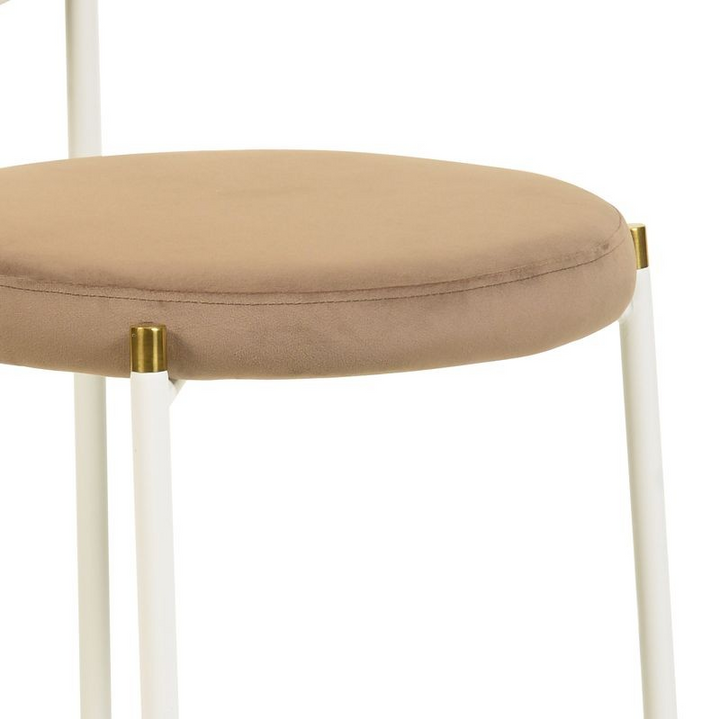 LeisureMod Euston Collection Modern Dining Chair White Frame in Brown Set of 2 Closeup.