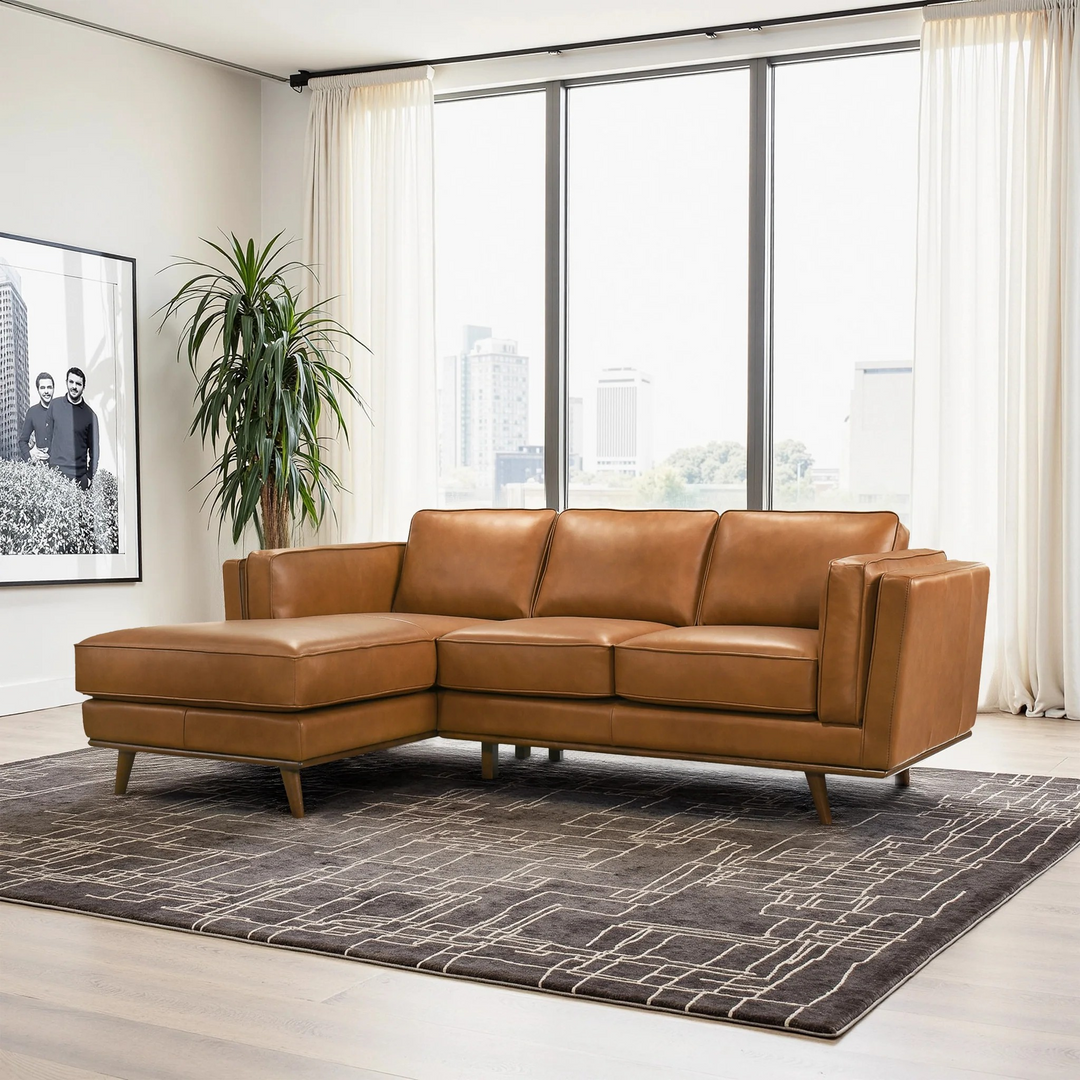 Chase Genuine Leather Sectional Left Facing Image.