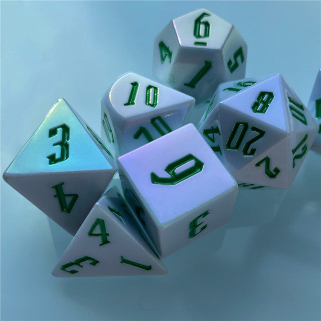 Spearmint White Colorful DND Dice (White&Green) 7-Dice