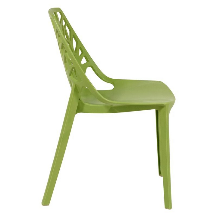 LeisureMod Modern Cornelia Dining Chair Solid Green Side View.