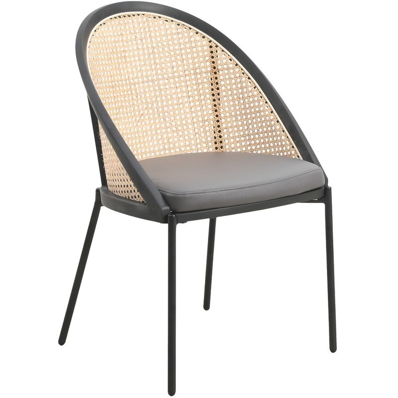 LeisureMod Urbane Collection Modern Dining Chair with Wicker Back in Charcoal