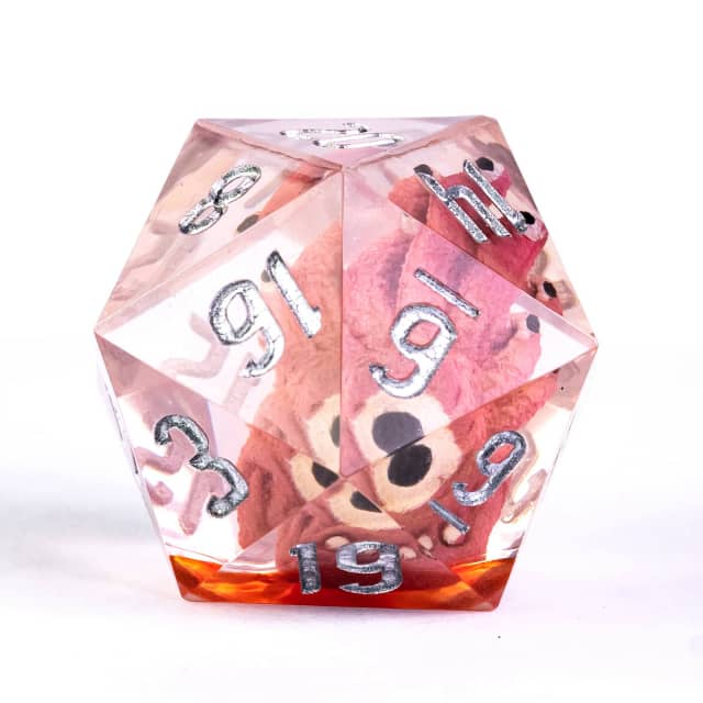 Red Beholder 22mm D20 DND Roll a D20 Dice Handmade Sharp Resin