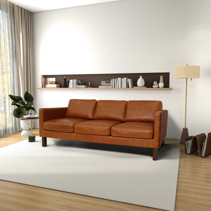 Memphis Waxy Cognac Leather Sofa Image.