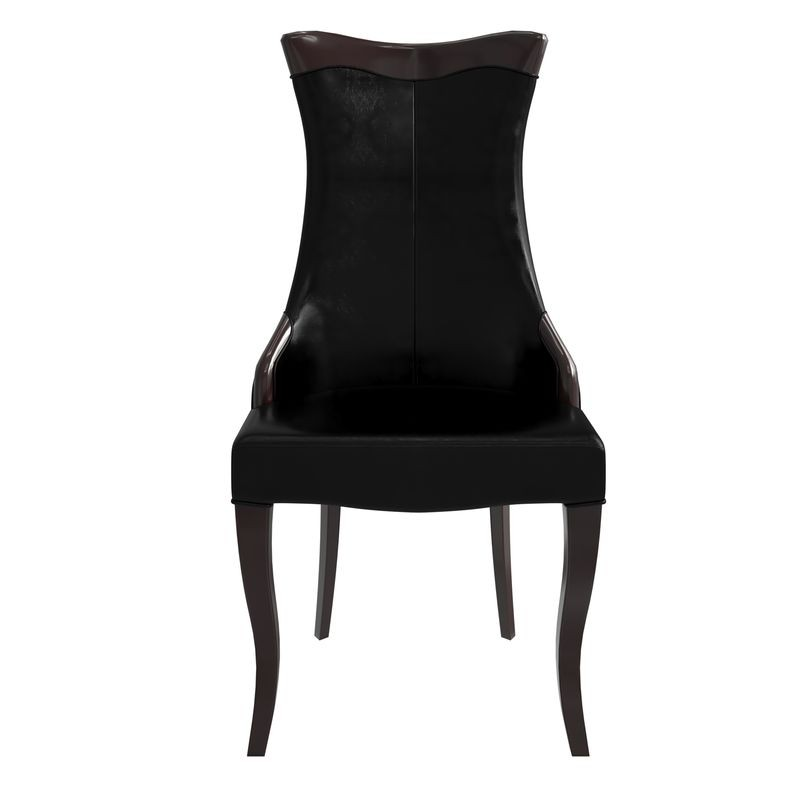 LeisureMod Novara Collection Modern Wooden Dining Chair in Black Front View.