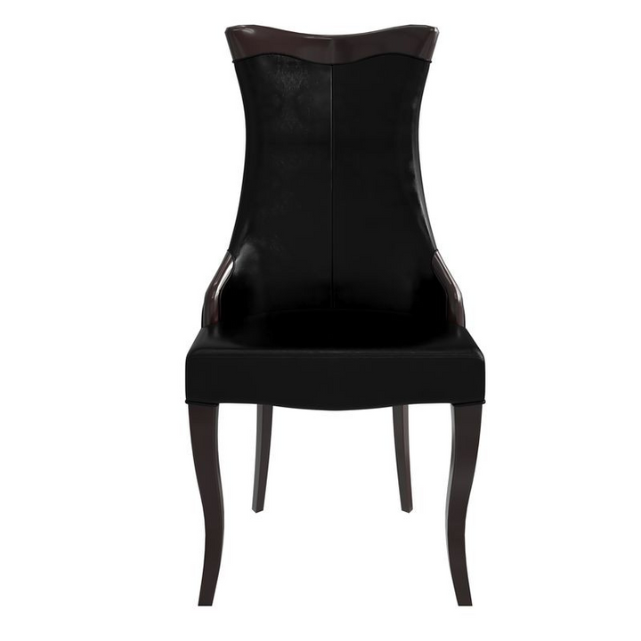 LeisureMod Novara Collection Modern Wooden Dining Chair in Black Front View.
