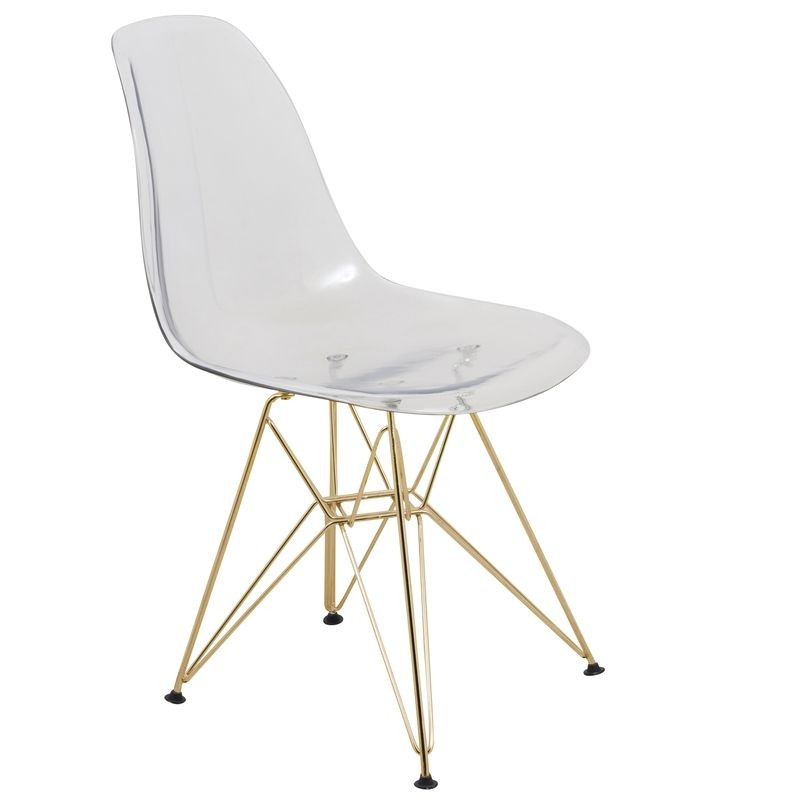 LeisureMod Cresco Molded Eiffel Side Chair with Gold Base