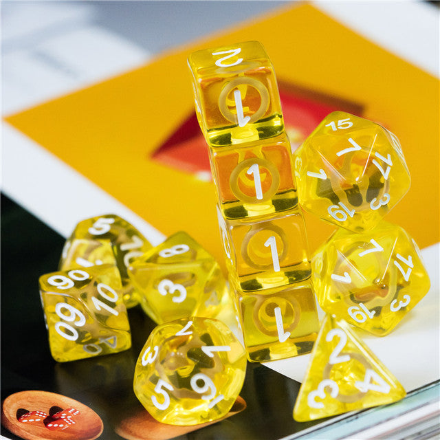 Yellow Circle / Gold Hedgehog Ring Dice 11-Dice Set RPG