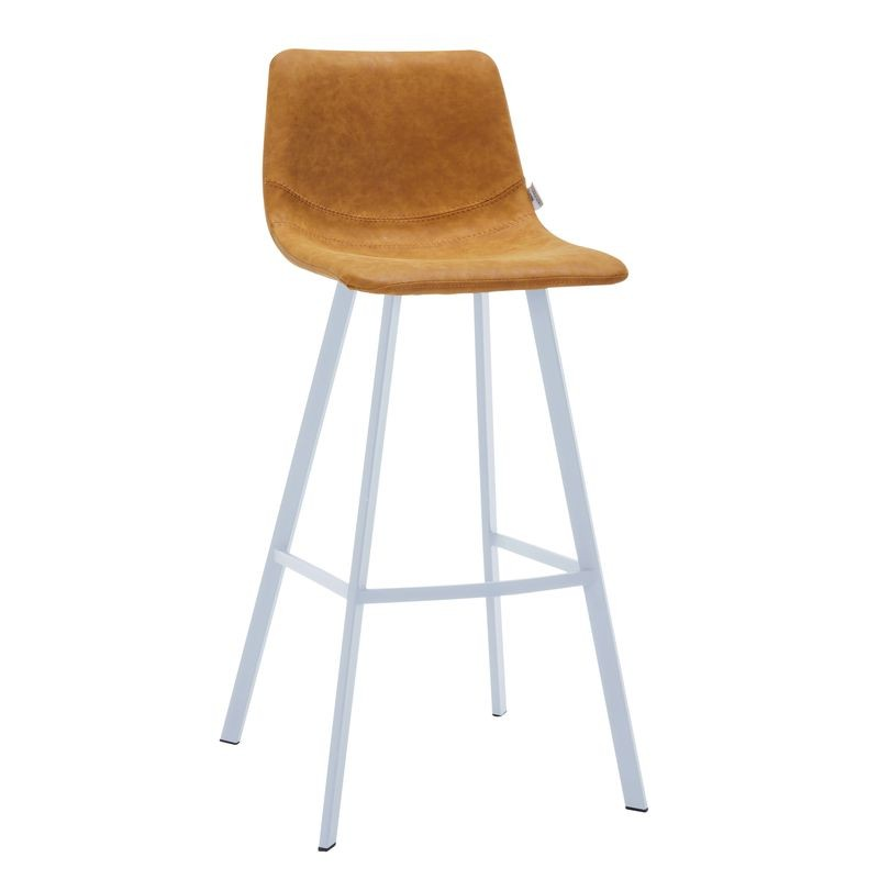 Elland Bar Stool Light Brown with White Base