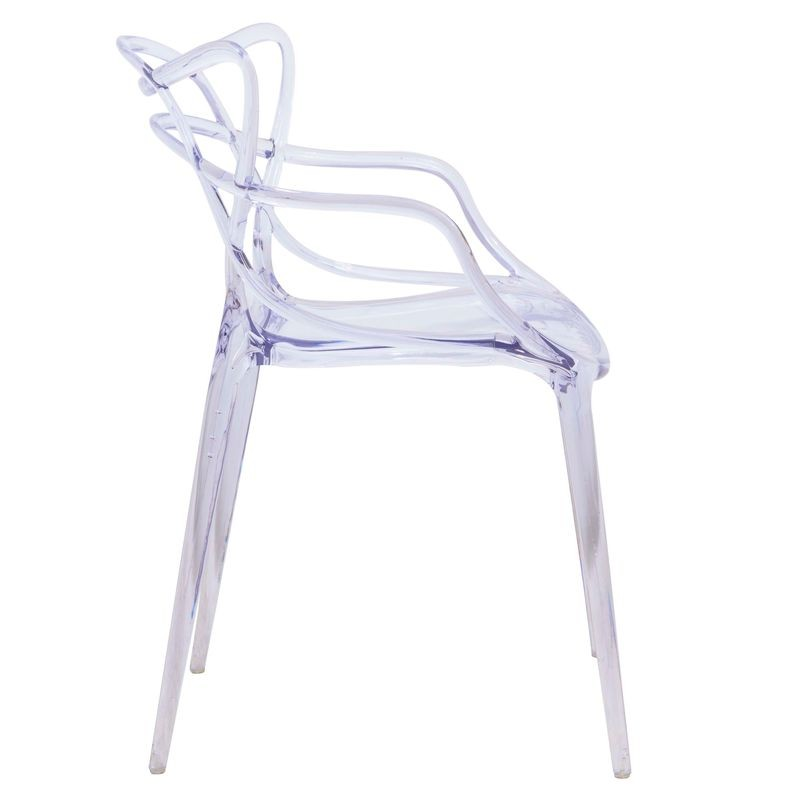 LeisureMod Milan Modern Wire Design Chair Clear Side View.