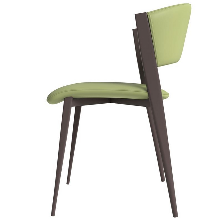 LeisureMod Aspen Collection Modern Dining Chair in Olive Green Side View.