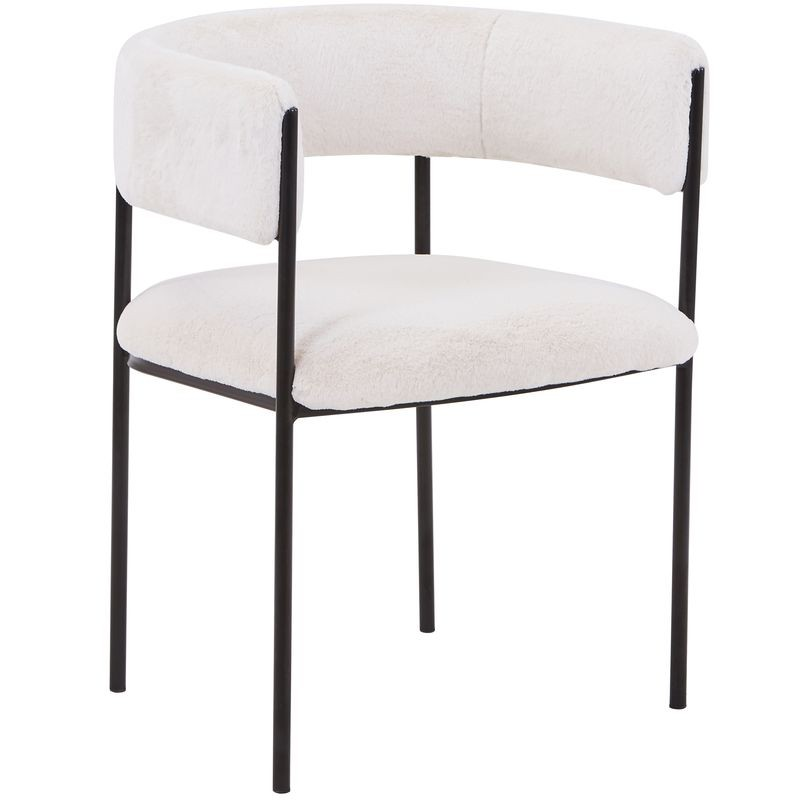 LeisureMod Cyril Collection Modern Chair in White Faux Fur