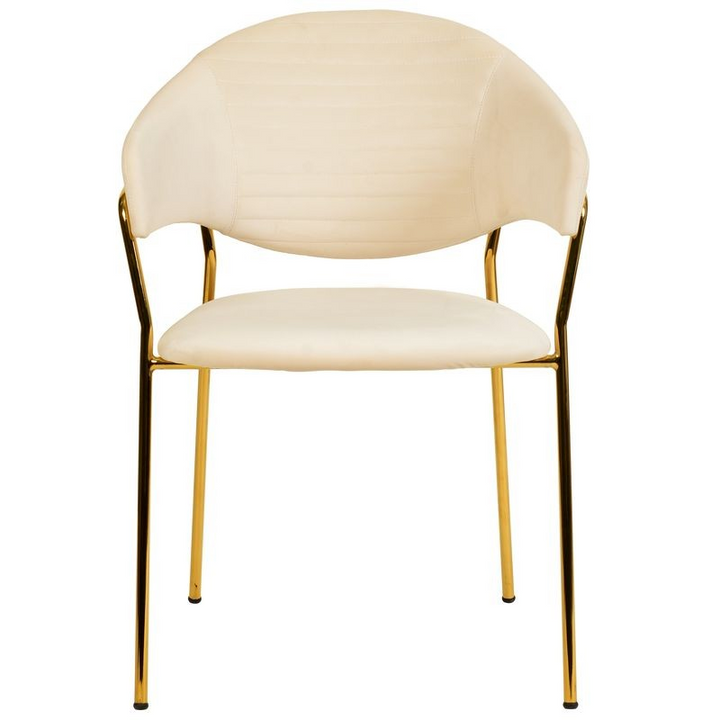 LeisureMod Bella Collection Modern Dining Chair in Off White Front View.