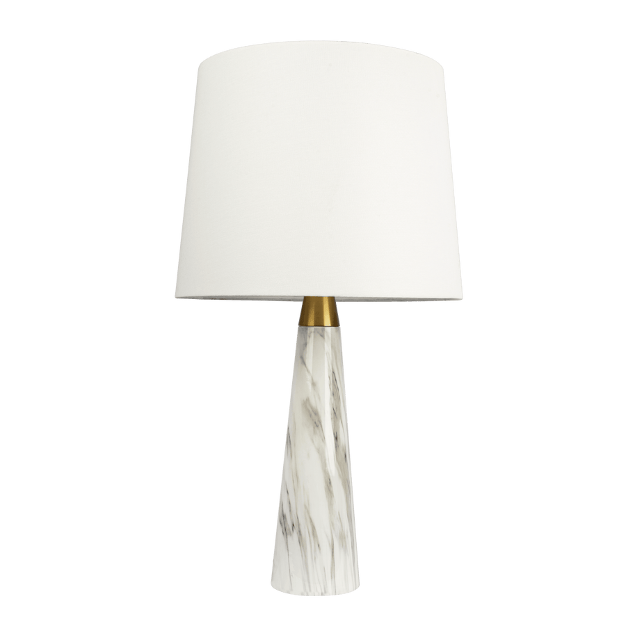 Enclave Hydro Black Table Lamp with On/Off Switch Faux Marble Base Fabric Shade