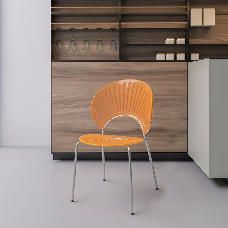 LeisureMod Opulent Series Modern Amber Dining Chair with Background.