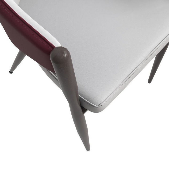 Leisuremod Sante Collection Modern Dining Chair in White/Bordeaux Closeup.