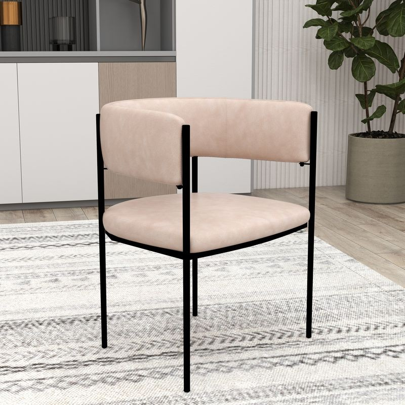 LeisureMod Cyril Collection Modern Chair in Taupe with Background.