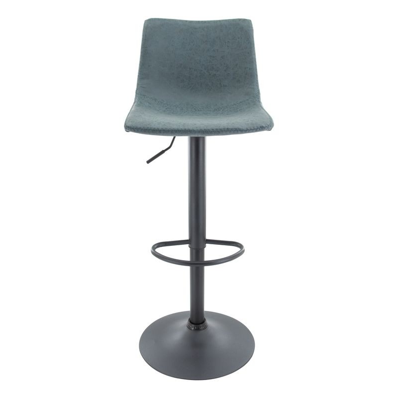 LeisureMod Tilbury Modern Adjustable Bar Stool with Footrest and 360-Degree Swivel in Peacock Blue Front View.