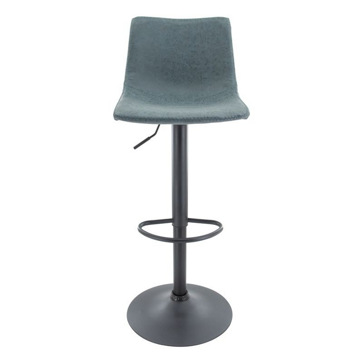 LeisureMod Tilbury Modern Adjustable Bar Stool with Footrest and 360-Degree Swivel in Peacock Blue Front View.