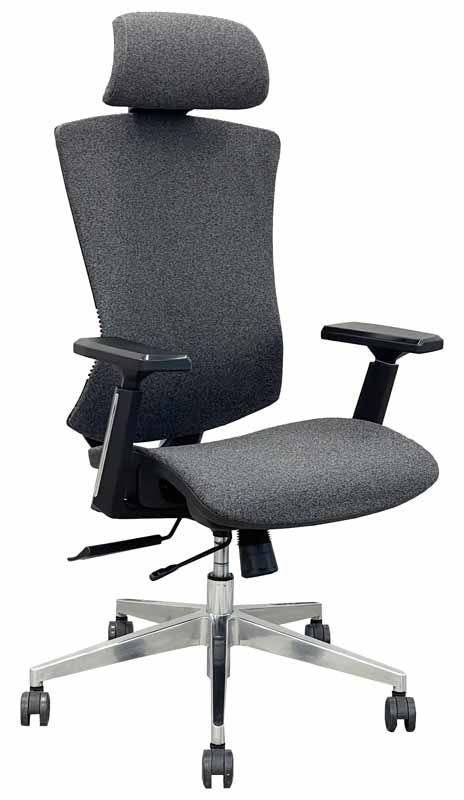 Ergonomic Adjustable Flex-Back Fabric Chair w/ Headrest & Seat Slide Gray