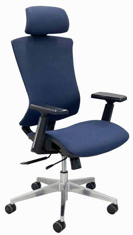 Ergonomic Adjustable Flex-Back Fabric Chair w/ Headrest & Seat Slide Blue