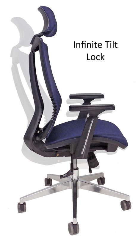 Ergonomic Adjustable Flex-Back Fabric Chair w/ Headrest & Seat Slide Side