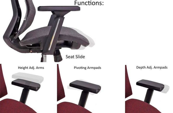 Ergonomic Adjustable Flex-Back Fabric Chair w/ Headrest & Seat Slide Functions