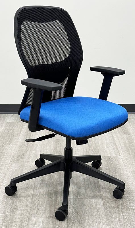 Ergonomic Mesh Back Ultra Office Chair with Sliding Armrests Blue Right Angle