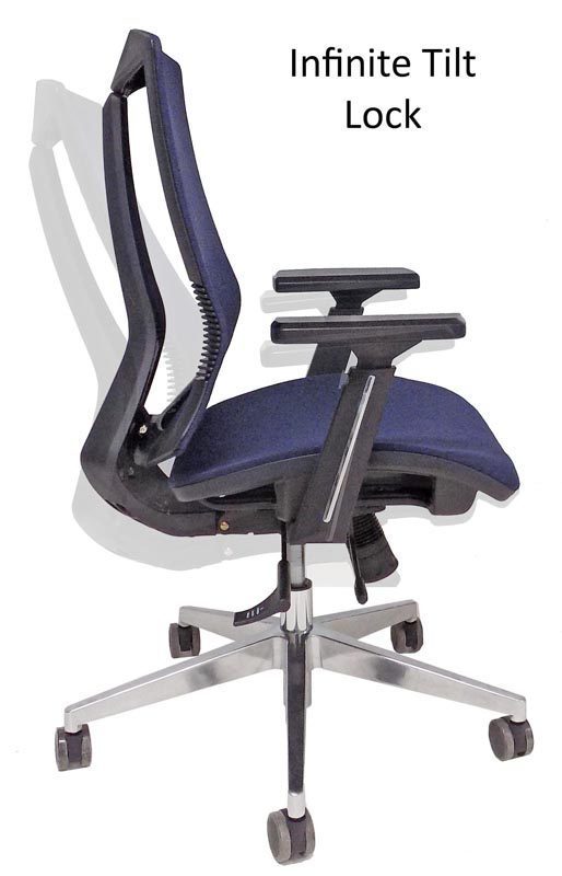 Ergonomic Adjustable Flex-Back Fabric Chair w/ Seat Slide Side View