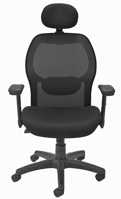 Ergonomic Black Mesh Back Ultra Office Chair with Headrest Front