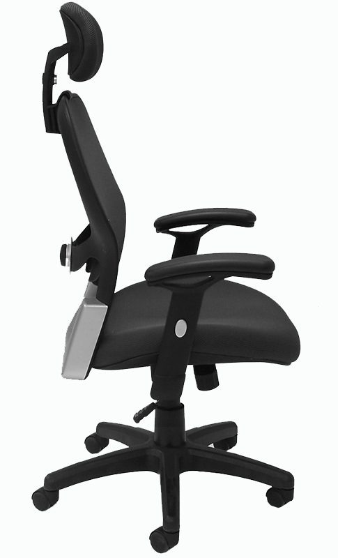 Ergonomic Black Mesh Back Ultra Office Chair with Headrest Side