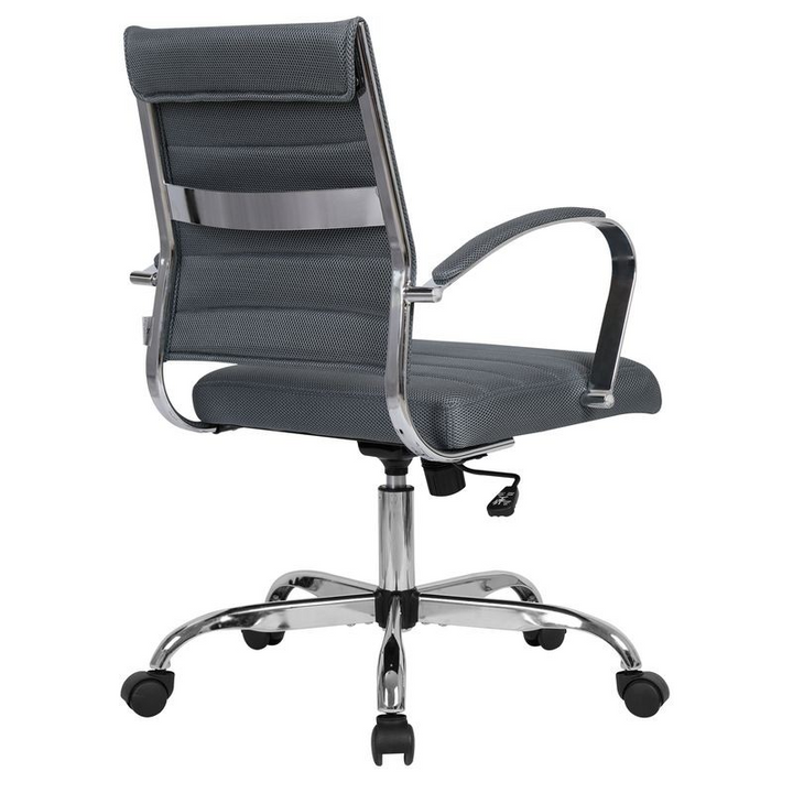 LeisureMod Benmar Home Mesh Office Chair in Grey Back View.