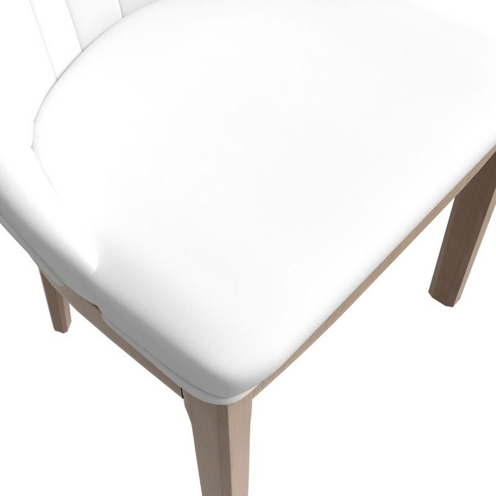 Leisuremod Verisma Collection Modern Wooden Dining Chair in Black Fabric with White Front Closeup.