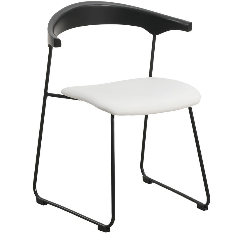 LeisureMod Lyra Collection Modern Chair in Black Back and White Seat