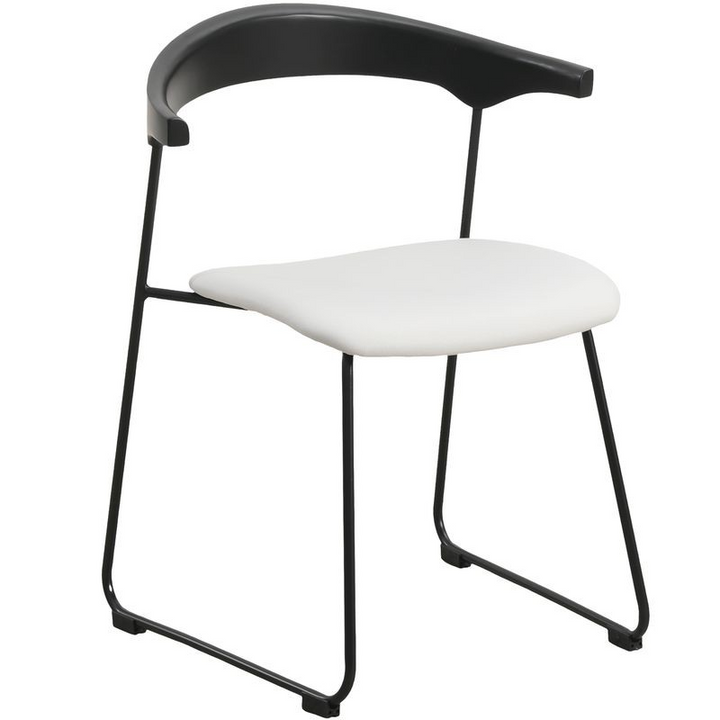 LeisureMod Lyra Collection Modern Chair in Black Back and White Seat