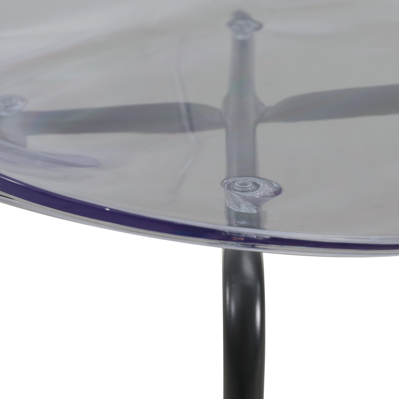 LeisureMod Modern Oyster Transparent Side Chair in Black Base set of 2 Black Closeup.