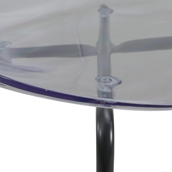 LeisureMod Modern Oyster Transparent Side Chair in Black Base set of 2 Black Closeup.