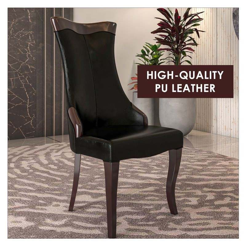 LeisureMod Novara Collection Modern Wooden Dining Chair in Black with Background.