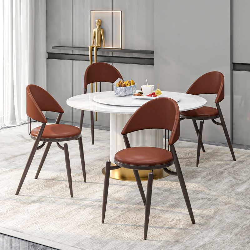 LeisureMod Venice Collection Modern Dining Chair In Dark Brown at Table.