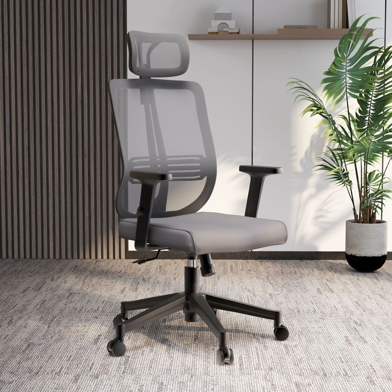 LeisureMod Office Nift Series Office Task Chair in Grey in Office