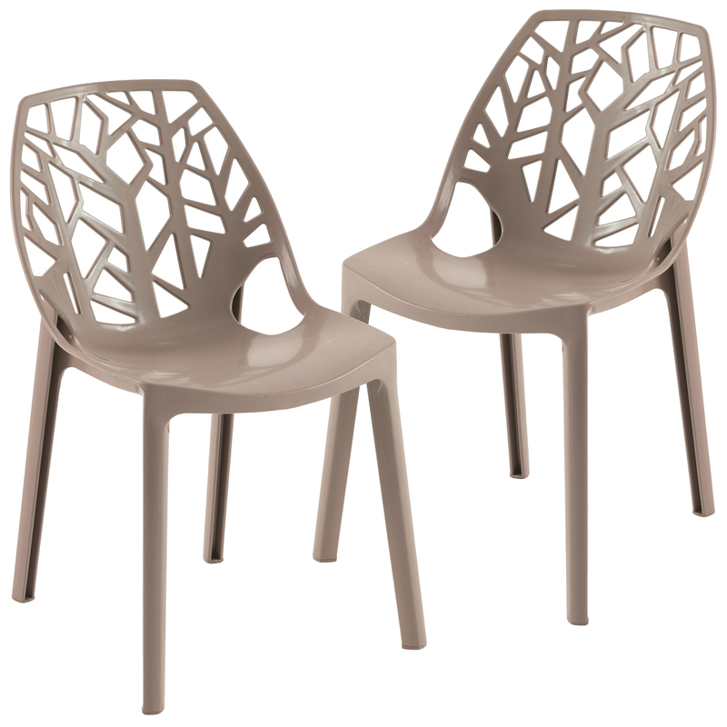 LeisureMod Modern Cornelia Dining Chair, Set of 2 Solid Taupe