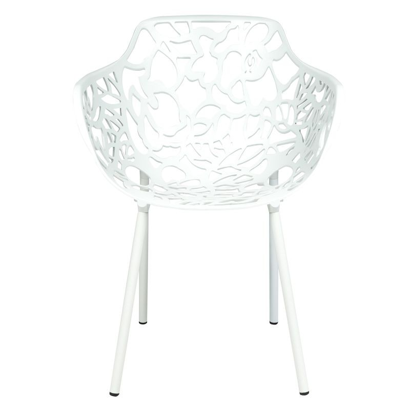 LeisureMod Modern Devon Aluminum Armchair White Front View