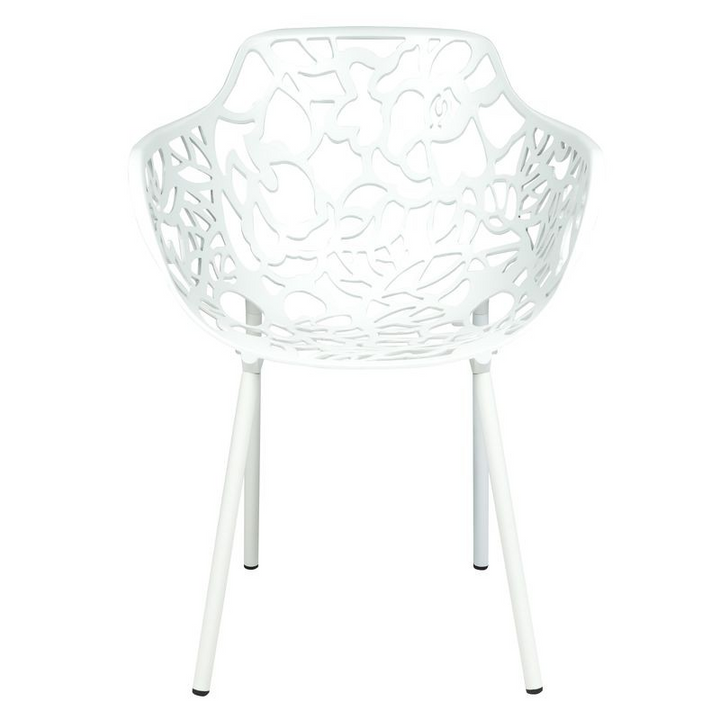 LeisureMod Modern Devon Aluminum Armchair White Front View
