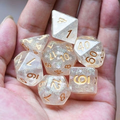 Shimmering Glitter Stars Dice Series Iridescent 7-Dice Set