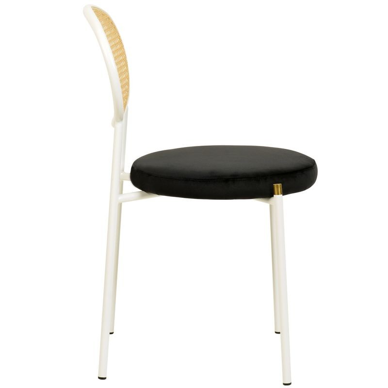 LeisureMod Euston Collection Modern Dining Chair White Frame in Black Set of 2 Side View.