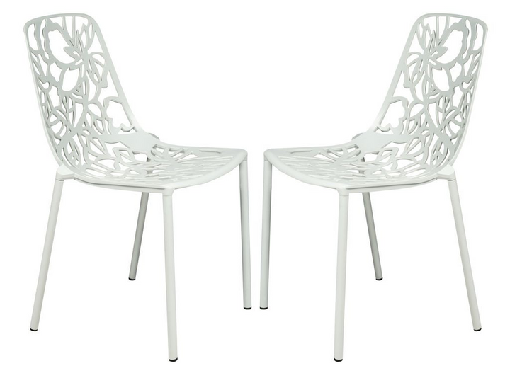 LeisureMod Modern Devon Aluminum Chair, Set of 2 White