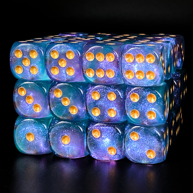 Cyan 16mm Glitter Pipped Dice