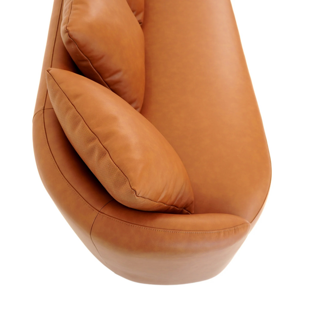 Dylan Modern Cognac Leather Sofa Top View