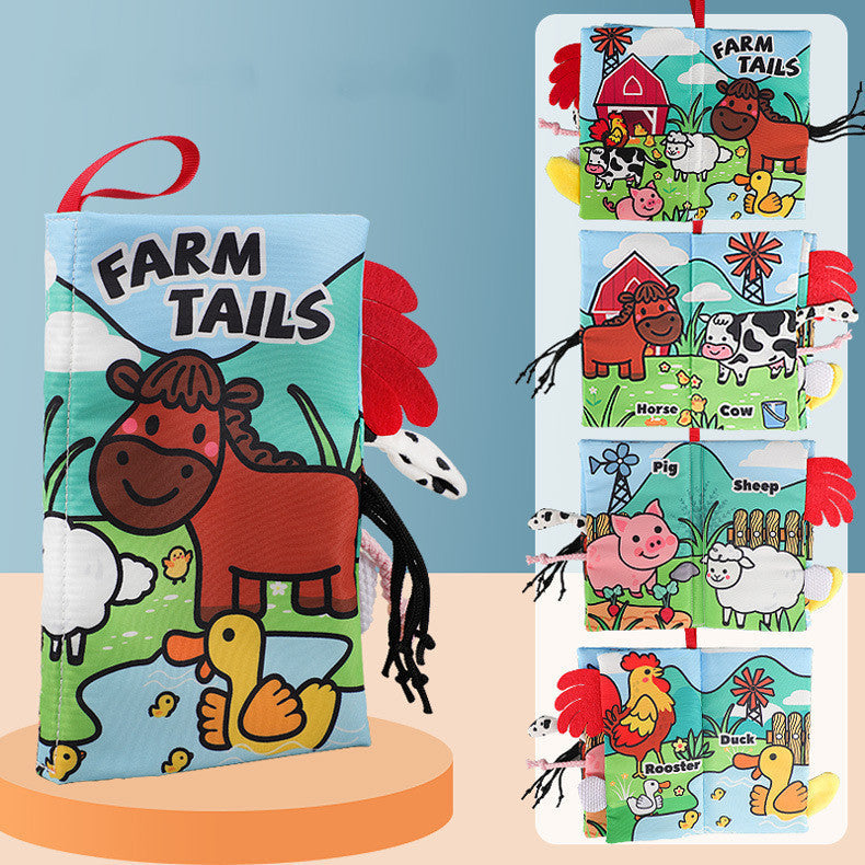 Children's book titled Farm Tails with farm animal illustrations on a blue background.