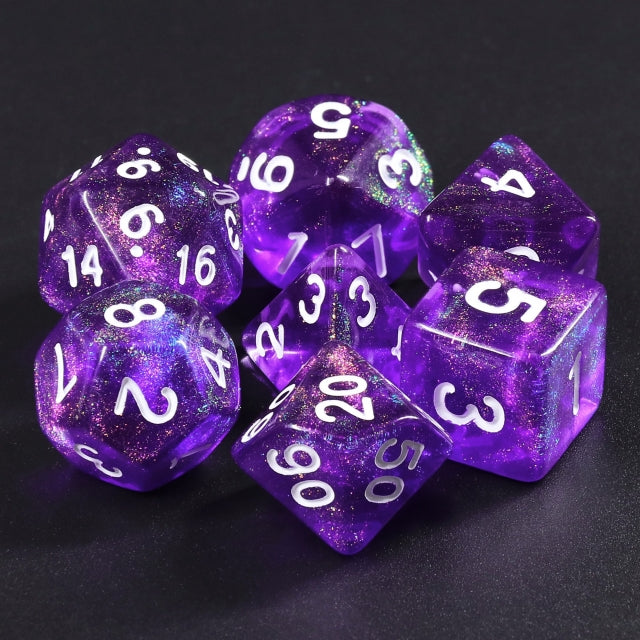 Diamond Purple with White Numbering 7-Dice Set RPG